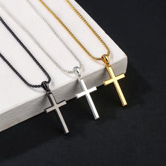 Turandoss S925 Sterling Silver Cross Necklace for Men Boys, Cross Pendant Mens Necklaces, Birthday Gift for Him, Valentine's Day Gifts from Wife