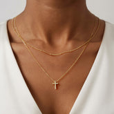 Turandoss Gold Layered Cross Necklace for Women Girls - Dainty Stack Chain Choker Necklace, Gold Jewelry for Women, Birthday Gifts, 15+2.5/17+2.5In