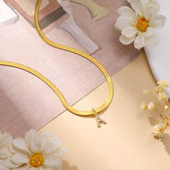 Snake Necklace Tiny Diamond Letter Initial Pendant Necklace