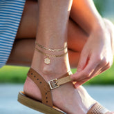 Turandoss Initial Ankle Bracelets for Women, 14K Gold Plated Double Layered Initial Anklets Jewelry for Women