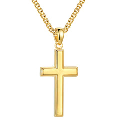 Turandoss S925 Sterling Silver Cross Necklace for Men Boys, Cross Pendant Mens Necklaces, Birthday Gift for Him, Valentine's Day Gifts from Wife