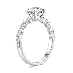 Turandoss 1.52 Carat Moissanite Engagement Ring 925 Sterling Silver Brilliant Round Cut Marquise Diamond Ring Wedding Band Promise Wedding Rings for Women Wife