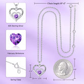 Turandoss Forever Love Heart Necklaces Gifts for Women 925 Sterling Silver Birthstone Jewelry Anniversary Mothers Day Birthday Valentines Day Gifts for Her Women