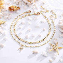 Turandoss Graduation Gifts for Women, 14K Gold Plated Initial Anklets Set, Dainty Layered CZ Jewelry