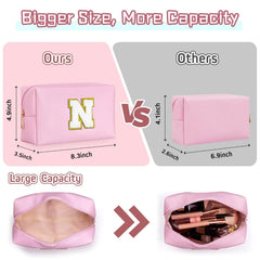 Turandoss Initial Makeup Bag for Women Girls, Waterproof Travel Makeup Bags, Travel Essentials, Personalized Birthday Gifts for Women Teen Girl Kids
