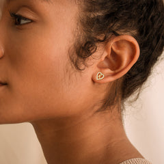 Turandoss Heart Initial Stud Earrings - Gifts for Girls, Sterling Silver Post 14K GoTurandossld Plated All Over Hypoallergenic, Birthday Gifts for Kids Toddlers Daughter