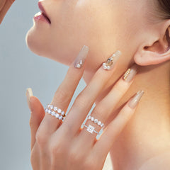 Turandoss 5 Stone Moissanite Rings for Women, 3.75MM D Color VVS1 Clarity Lab Created Moissanite Anniversary Rings