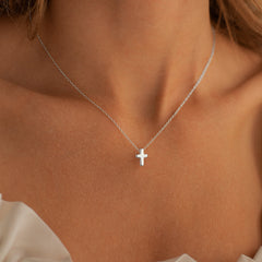 Turandoss Cross Necklace for Women Girls, Dainty 14K Real Gold Plated 3D Pendant Necklace Sideways Choker
