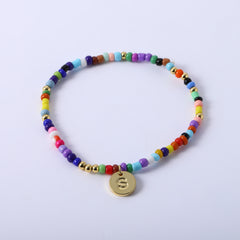 WISHSTAR Colorful Bead Initial Bracelets for Women Girls, 14K Gold Letter Charm Beaded Bracelet, Personalized Jewelry, Birthday Gifts for Women