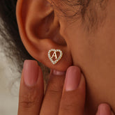 Turandoss Mothers Day Gift, Heart Initial Stud Earrings for Women