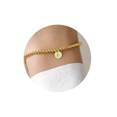 Turandoss 18K Gold Initial Bracelets for Women Girls - Dainty Initial Disc Charm Bracelets, Beaded Letter Bracelet for Kid, Christmas Jewelry Gifts