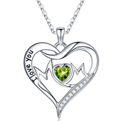 Turandoss Mom Gifts Mom Necklace 925 Sterling Silver Love Heart Birthstone Necklace Birthday Gifts for Mom from Daughter Son