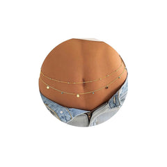 Turandoss 18K Gold Waist Chain for Women - 2-in-1 Disc Beads Body Chain Adjustable, Sexy Belly Chains Waterproof, Birthday Christmas Gifts for Women