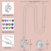 Turandoss 925 Sterling Silver Mom Necklace Heart Birthstone Necklace Gifts for Mom Anniversary Valentines Mothers Day Birthday Jewelry Gifts for Mom