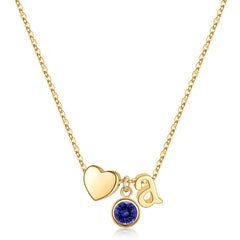 Turandoss 18K Gold Initial Heart Necklace for Women Girls - December Tanzanite Birthstone Pendant Necklace, Jewelry for Women, Birthday Gifts, 16+2In