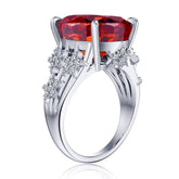 Turandoss 21ct Red Garnet Gemstone Engagement Ring 925 Sterling Silver Oval Cut Gemstone Birthstone Ring Wedding Band Promise Wedding Rings for Women Girls