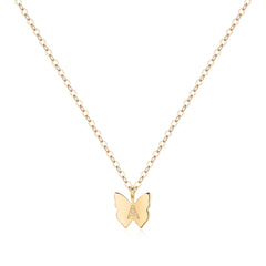 Turandoss 18K Gold Butterfly Initial Necklace for Girls Women, Dainty Letter Choker Necklace, Butterfly Birthday Gifts for Girls, Gold Jewelry, 14+2In