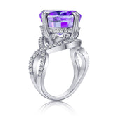 Turandoss 21ct Purple Amethyst Gemstone Engagement Ring 925 Sterling Silver Oval Cut Gemstone Birthstone Ring Wedding Band Promise Wedding Rings for Women Girls