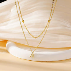 Turandoss Graduation Gift, 18K Gold Plated Layered Initial Necklace, Personalized Monogram Jewelry for Women