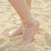 Turandoss Dainty Initial A-Z Ankle Bracelets for Women Trend, 14K Gold Plated Cute Hexagon Double Non Tarnish Layered Letter Anklets Jewelry Personalized Birthday Gifts for Women Teen Girls