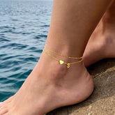 Turandoss 14K Gold Plated Initial Ankle Bracelets for Women - Layered Heart Letter A-Z Dainty Anklets for Women Waterproof, Anklets Jewelry Personalized Birthday Gifts for Women Teen Girls