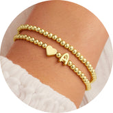 Turandoss Gold Plated Heart Initial Bracelets for Women Girls, Layered Beaded Bracelet for Kids, Graduation Gifts for Women, Girls, 2026, 7Inches