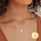 Turandoss Gold Initial Layered Choker Necklace for Women Girls, Dainty Gold Plated Pearl Necklace, Valentines Day Gifts - Birthday Gifts for Women