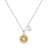 Turandoss Gold Sunflower Pnedant Necklace for Women Girls, Silver Heart Initial Necklaces with Zircon, Birthday Gift, Valentine's Day Gifts for Women