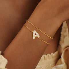Gold Bubble Letter Bracelets