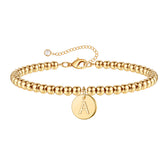 Turandoss 18K Gold Initial Bracelets for Women Girls - Dainty Initial Disc Charm Bracelets, Beaded Letter Bracelet for Kid, Christmas Jewelry Gifts
