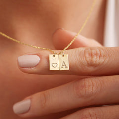 Dainty 14K Gold Plated Initial Heart Pendent Necklace for Women