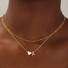 Turandoss Gold Layered Initial Heart Necklace for Women Girls, Women's Letter Necklaces, Birthday Gifts for Her, Valentine's Day Gift for Women Mom