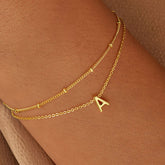 Turandoss 18K Gold Initial Bracelets for Women Girls, Dainty Layered Letter Stack Charm Bracelet, Birthday Gifts, Valentine's Day Gifts for Mom Wife