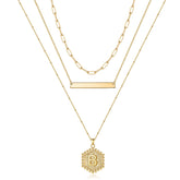 Gold Layered Initial hexagon letter Necklace for Women