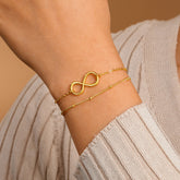 Turandoss 2PCS Dainty Infinity Layered Bracelets for Women Girls, 18K Gold Cute Stack Chain Link Bracelet Hypoallergenic, Jewelry Gifts for Women
