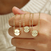 Turandoss 14K Gold Plated Dainty Charm Disc Layered Initial Link Bracelet for Women Letter A-Z Jewelry Personalized Birthday Gift for Women Sister