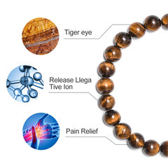 Turandoss 8mm Tiger Eye Natural Stone for Men Black Lava Rock Beaded Anxiety Relief Rope Bracelets for Men Adjustable Unique Jewelry Birthday Gifts for Men Boys