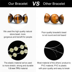 Turandoss 8mm Tiger Eye Natural Stone for Men Black Lava Rock Beaded Anxiety Relief Rope Bracelets for Men Adjustable Unique Jewelry Birthday Gifts for Men Boys