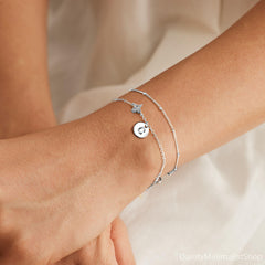 Turandoss Initial Bracelets for Women - Dainty Bracelets for Women Letter T Bracelet Disc Monogram Initial Bracelet Jewelry Personalized Gifts