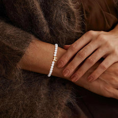 Turandoss Teacher Appreciation Gifts for Women - Beaded Pearl Initial T Charm Bracelets for Women Trendy Teacher Thank You Graduation Retirement Gifts Idea