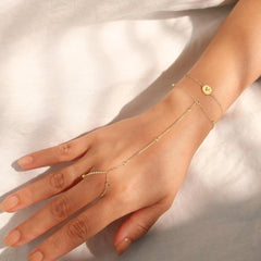 Turandoss Bridesmaid Gifts - Bridesmaid Proposal Maid Of Honor Bridal Shower Gifts Gold Initial B Ring Bracelets Hand Chain for Women Wedding Bridal Bachelorette Party