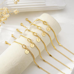 Turandoss 14K-Gold-Plated Bracelets for Women Girls - Dainty 14K-Gold-Plated Plated Knot Disc Charm Initial Pendant Bracelet Personalized Twist Love Pendant Letter T Bracelet Jewelry Gifts for Girls