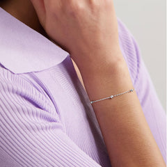 Turandoss S925 Sterling Silver Bracelet for Women Satellite Bead Chain Sturdy Solid Chain Jewelry Birthday Teacher Appreciation Mothers Day Graduation Gifts for Her Mom Kids Teen Girls Wife Ideas
