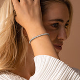 Turandoss Silver-Plated Cubic Zirconia Classic Tennis Bracelets for Women - 3Mm Cz 14K-14K-White Gold-Plated-Plated Bracelett for Women 7.5 Inch