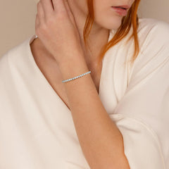 Turandoss Silver-Plated Cubic Zirconia Tennis Bracelets for Women - 3Mm Cz Classic 14K-White Gold-Plated-Plated Bracelett for Women 7.5 Inch Christmas