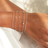Turandoss 14k Silver Plated Bracelets for Women Dainty Heart Bracelet Bead Box Chain Stack Bracelets Sets Link Simple Waterproof Anniversary Birthday Gifts for Women Trendy Jewelry