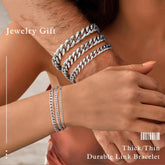 Turandoss Silver Figaro Chain Bracelets for Men - Stainless Steel Figaro Rope Link Bracelet Stack Chain Silver Bracelets Set Trendy Jewelry Gifts for Mens 8.3 Inches