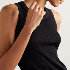 Turandoss S925 Sterling Silver Hand Chain Bracelet for Women - Dainty Finger Rings Bracelets Hand Cable Chain for Women, Sterling Silver Jewelry Gifts for Women