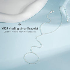 Turandoss S925 Sterling Silver Hand Chain Bracelet for Women - Dainty Finger Rings Bracelets Hand Cable Chain for Women, Sterling Silver Jewelry Gifts for Women