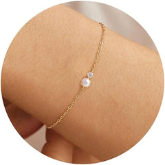 Turandoss Gold Plated Pearl Bracelets for Women Jewelry Gifts - 14K Gold Plated Freshwater Cultured Pearls Bracelet Dainty Pearl Cz Women's Bracelet Wedding Bridesmaid Jewelry Gifts
